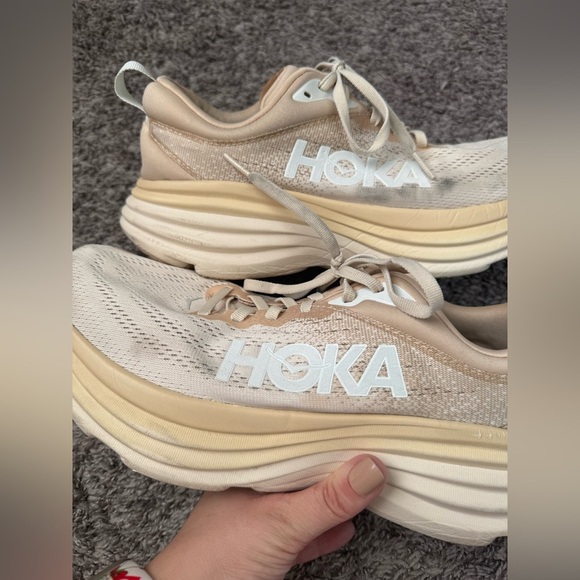 Men’s HOKA Bondi Running Activewear Shoe Oat Milk/Barley Size 10.5B - Picture 15 of 16